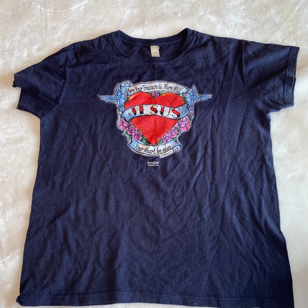 - Kerusso Christian shirt Matthew 6:21 Treasure M
